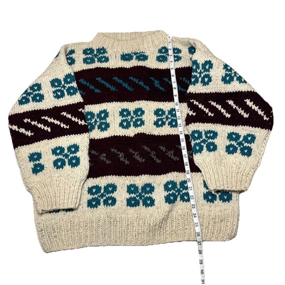 Ecuadorian Hand Knitted Wool Sweater Fair Isle Crew Neck Multicolor Unisex Large - Picture 4 of 10